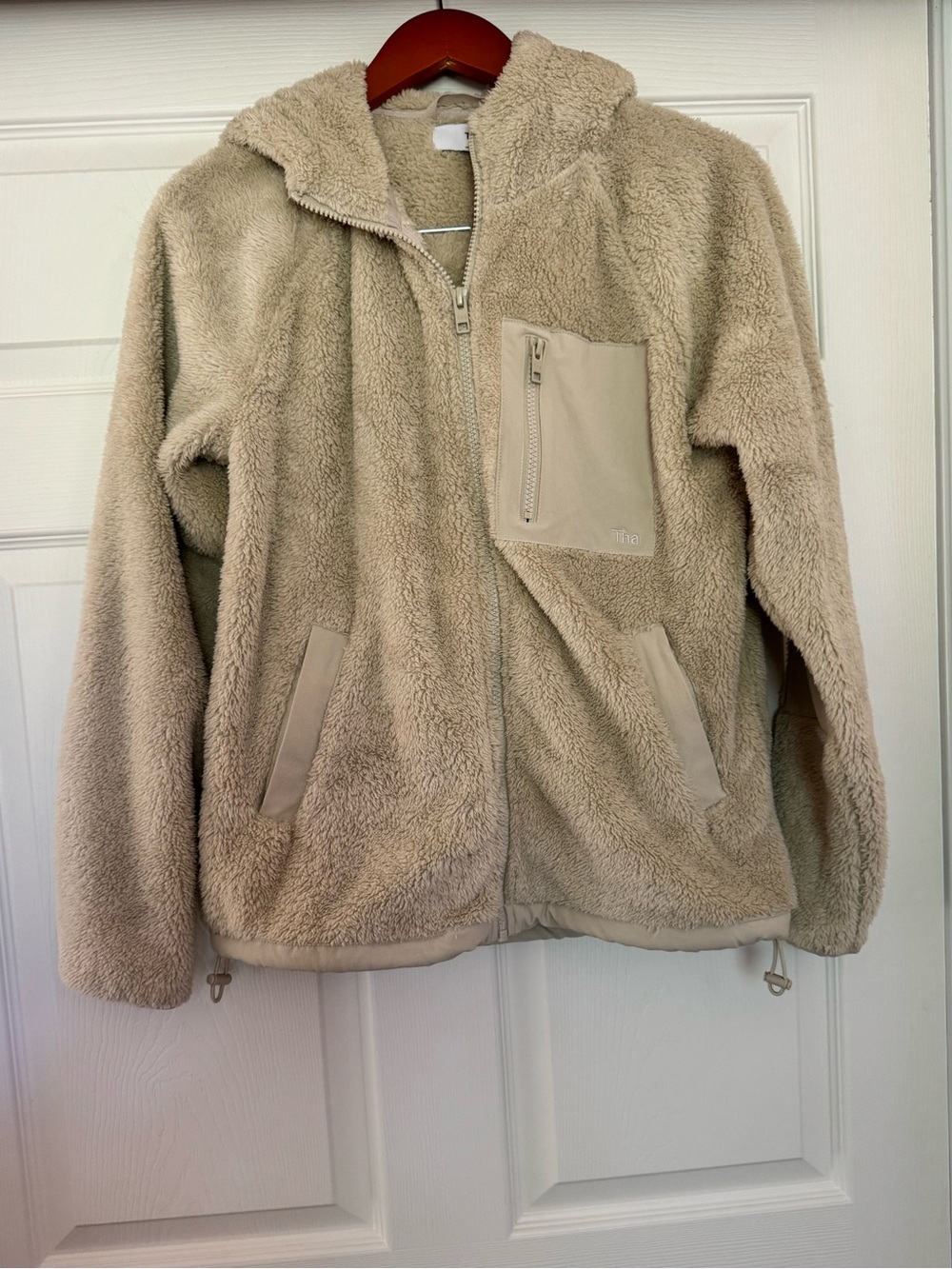 Tna Aritzia Sherpa Fleece Zip-Up Hoodie Jacket Beige XS